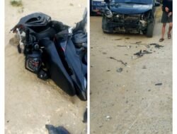 ADU BANTENG! Mio vs Toyota Sigra di Poros Kendari–Unaaha, Kendaraan Rusak Parah, Pengendara Selamat