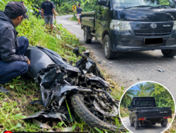 Diduga Tabrak Lari, Grand Max Pick Up Senggol Motor hingga Terjatuh ke Kebun Warga